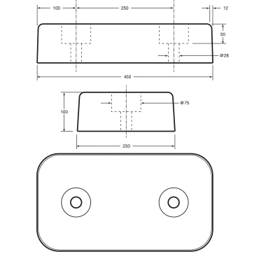 Gummibuffer 330x250x100mm for læsserampe