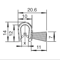 Edge Trim 1,5-3,5mm w. sidebrushes