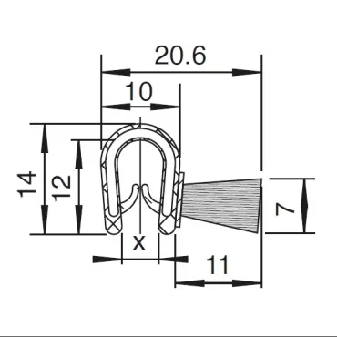 Edge Trim 1,5-3,5mm w. sidebrushes