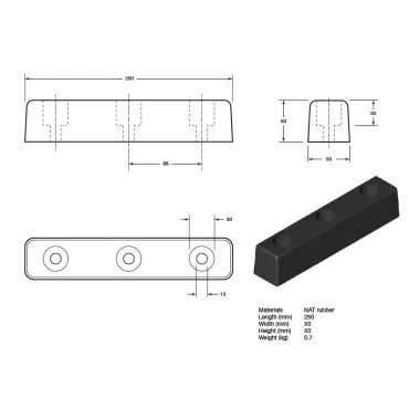 Gummibuffer 330x250x100mm for læsserampe
