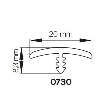 Table front strip for 20 mm plate