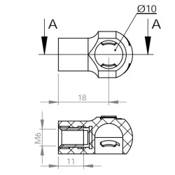 Ball head to Ø10mm Plastic