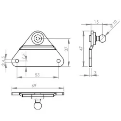 Ball bracket Ø10mm Steel