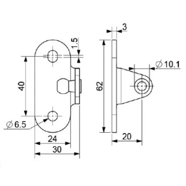 Angled ball bracket ø10mm