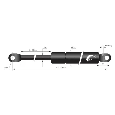 Gasspring 80mm 6/15mm welded ends