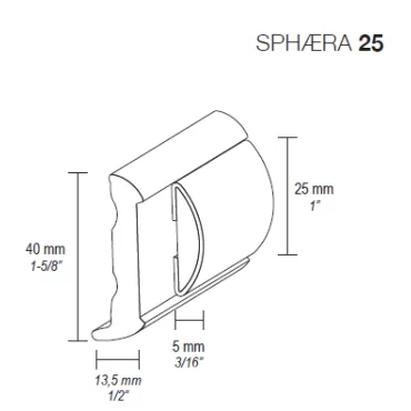 Sphæra 25mm fenderliste Rustfri