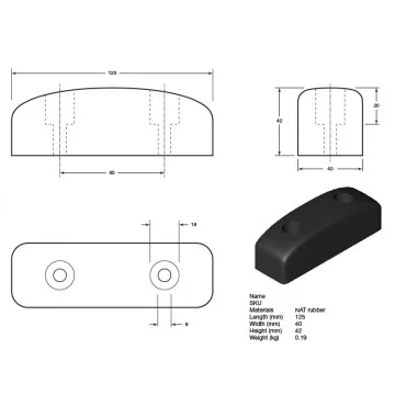 Gummibuffer 330x250x100mm for læsserampe